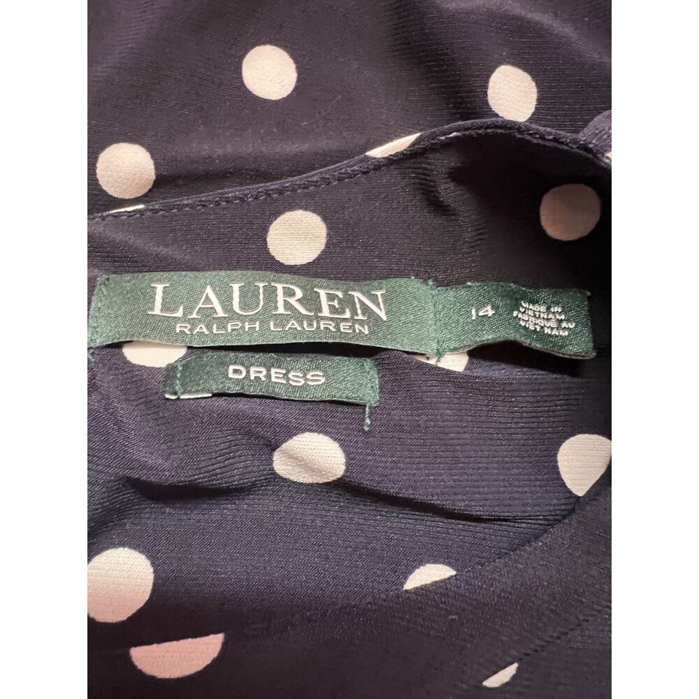 Lauren by Ralph Lauren Women's Blue & White Polkadot Fit & Flare Dress Size 14 - Picture 8 of 8
